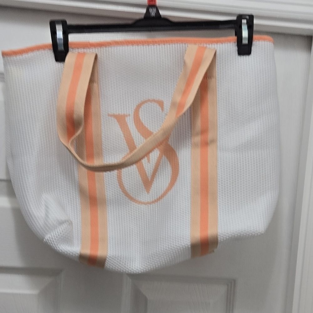 Victoria's Secret Elegant White and Peach Tote